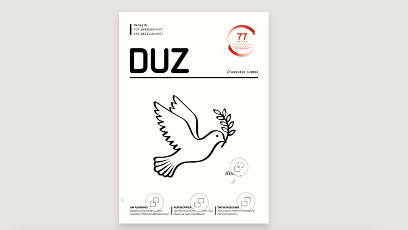 DUZ-Ausgabe mit Friedenstaube